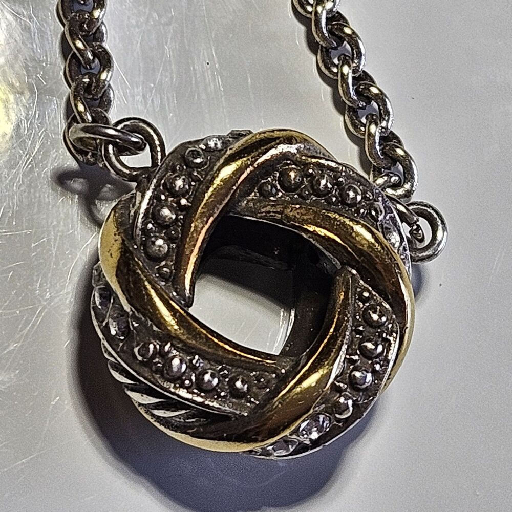 Brighton Tres Twist  Crystal Knot Necklace Silver Plated Gold Plated 16-18"